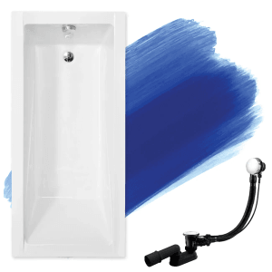 Weiße Rechteck-Badewanne MODERN 120x70 aus Acryl. Inkl. automatischem Ablauf und Füßen.