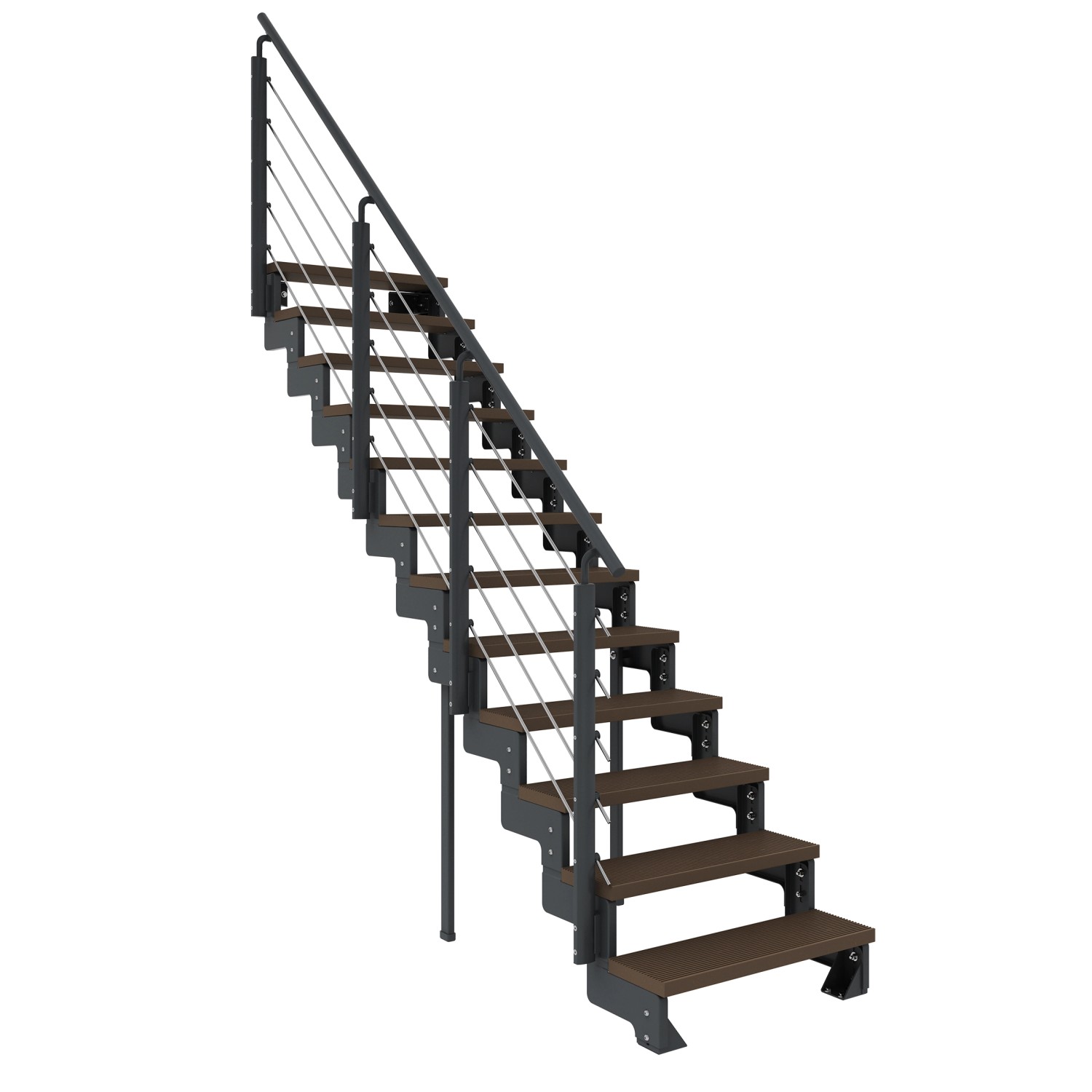 Dolle Außentreppe Gardentop Anthrazit 12 Stufen 80 cm Braun inkl. Geländer günstig online kaufen