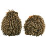 2er Set Deko Igel aus Keramik mit Fell, braun, ca. 15x8x8 cm. Garten Deko Figuren.