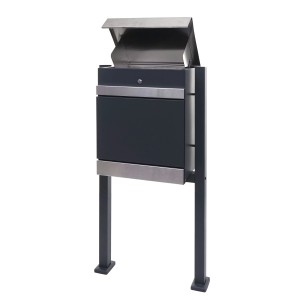 PROREGAL Paketkasten Mit Standfuß HxBxT 120x59x36cm Paketbox Paketstation Standbriefkasten Metall Edelstahl Verzinkt Anthrazit