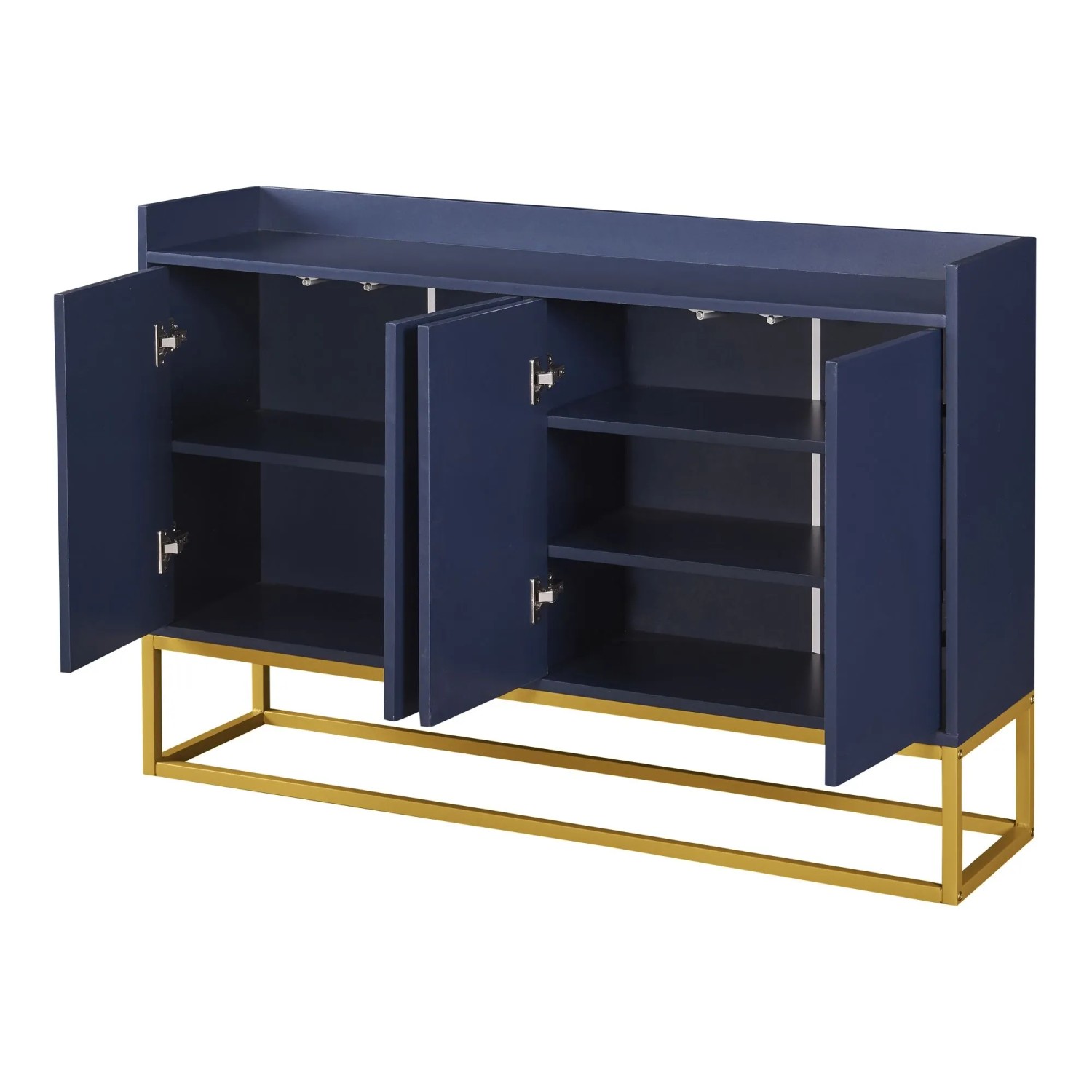 okwish Sideboard mit 4 Türen GriffloseTür Esszimmer 120x80x30cm Marineblau