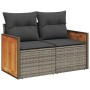Graue vidaXL Garten-Sofagarnitur aus Polyrattan mit Kissen, Teil einer 12-teiligen Gartenmöbel-Set.
