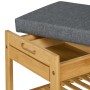 Relaxdays Schuhbank Bambus Natur Grau Gepolstert mit Schublade 49 cm x 55 cm x 30 cm 3,8 kg_5