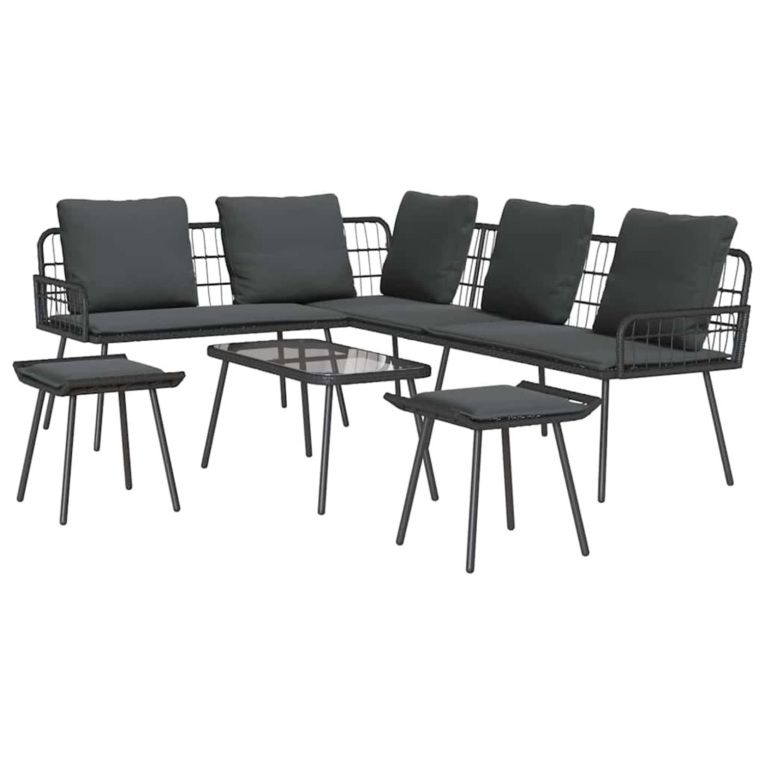 vidaXL Garten-Sofa-Set 4-Tlg Schwarz Poly Rattan 3328650 günstig online kaufen