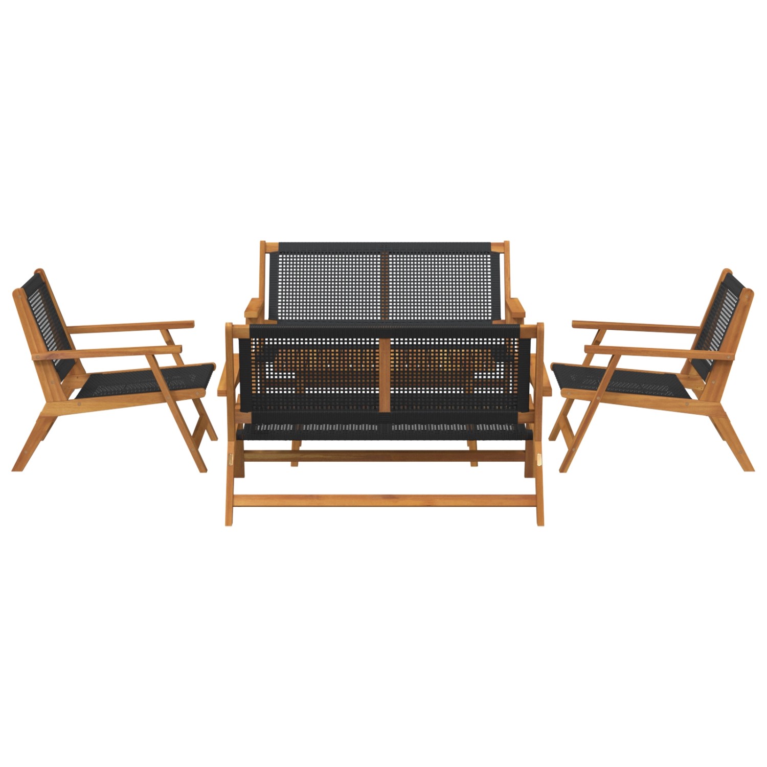 vidaXL Gartenstühle mit Tisch - 5-Teiliges Set aus Massivem Akazienholz in Schwarz 3214457