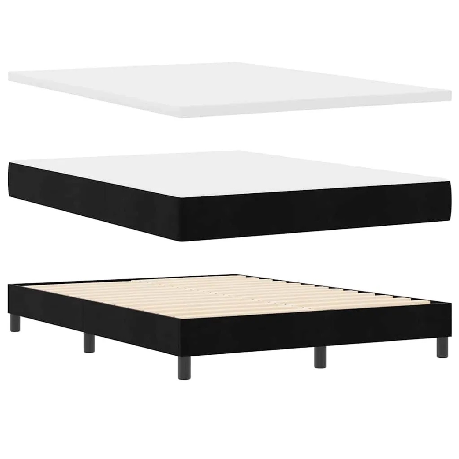 vidaXL Boxspringbett mit Matratze Schwarz 160 x 200 cm Samt 3340342