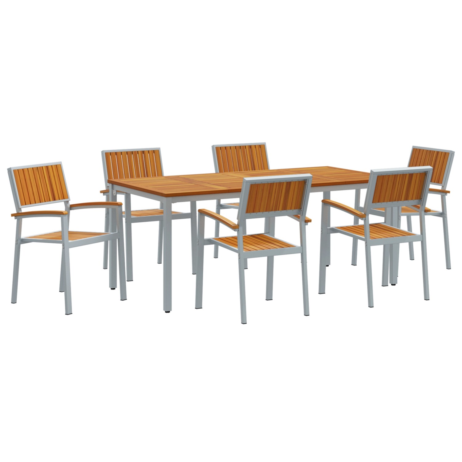 vidaXL 7-Teiliges Garten-Esszimmer-Set aus Massivem Akazienholz und Metall günstig online kaufen