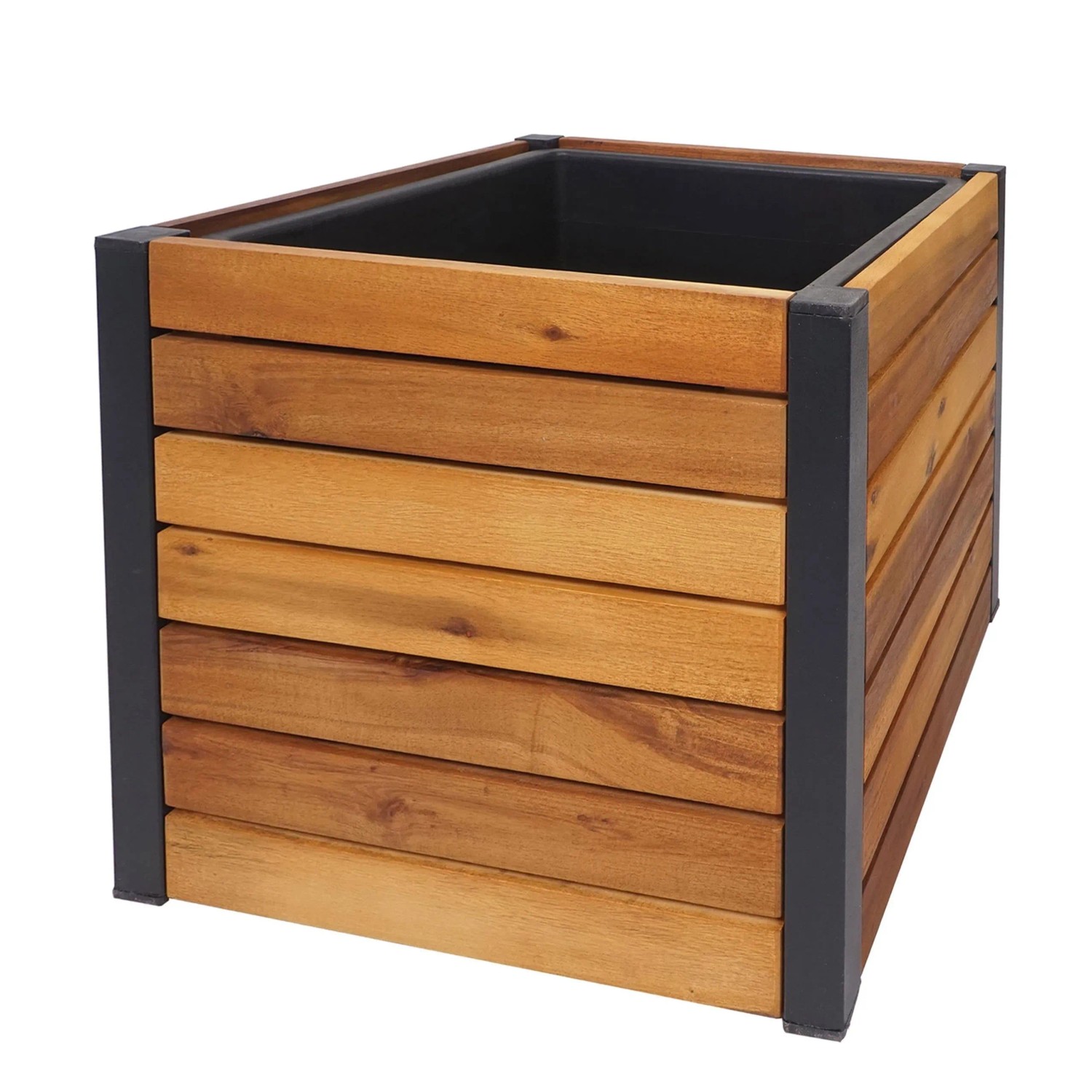 PROREGAL Pflanzkasten HxBxT 32x34x34cm Hochbeet Blumenkasten Braun Outdoor Akazie Holz Aluminium