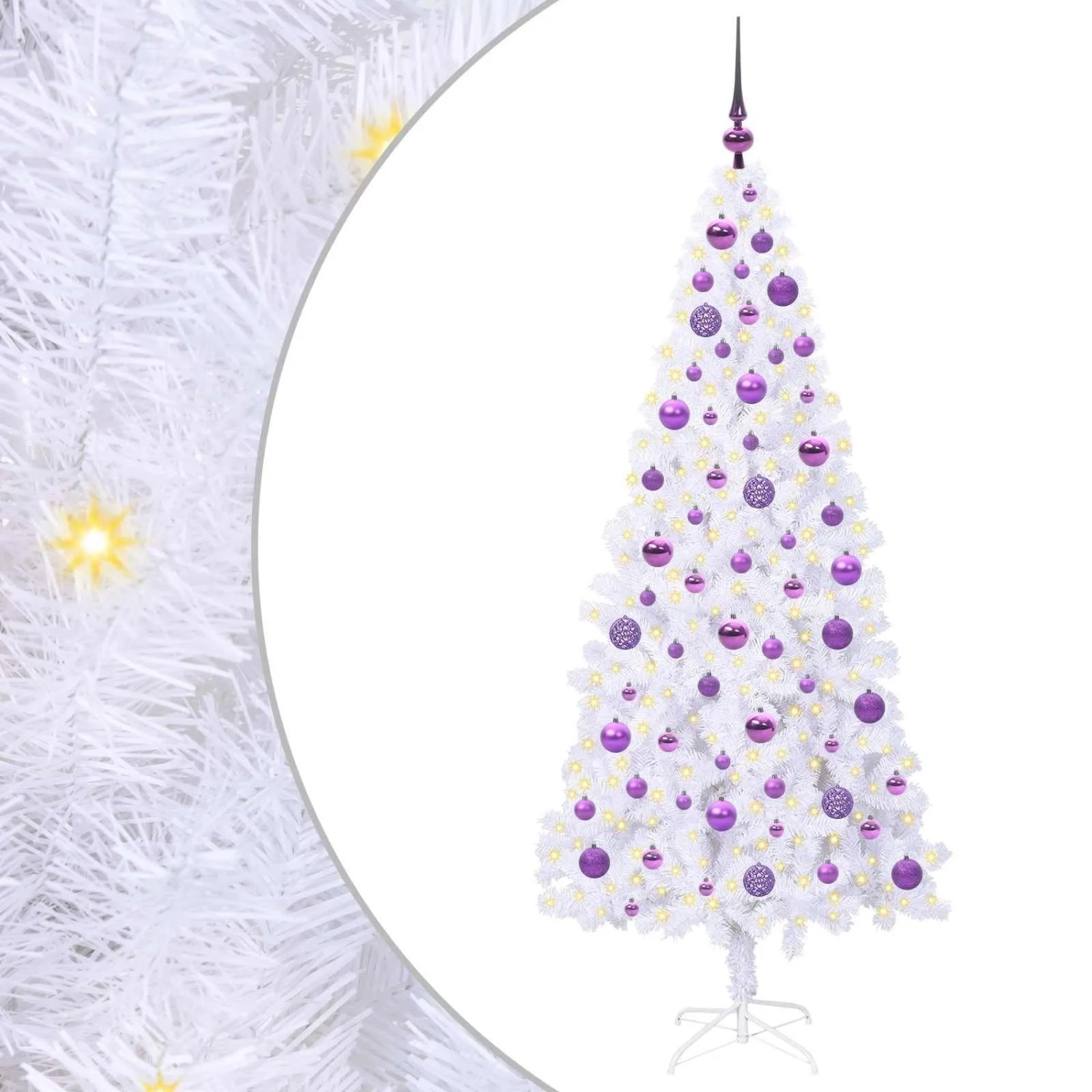 vidaXL Künstlicher Weihnachtsbaum Weiß 180 cm PVC und Stahl 3426663