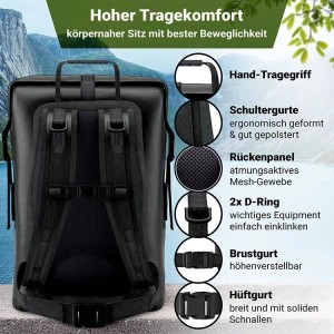 Schwarzer SCANDIC NATURE Pioneer 55L Rucksack für Outdoor, Wandern und Trekking mit Roll Top.