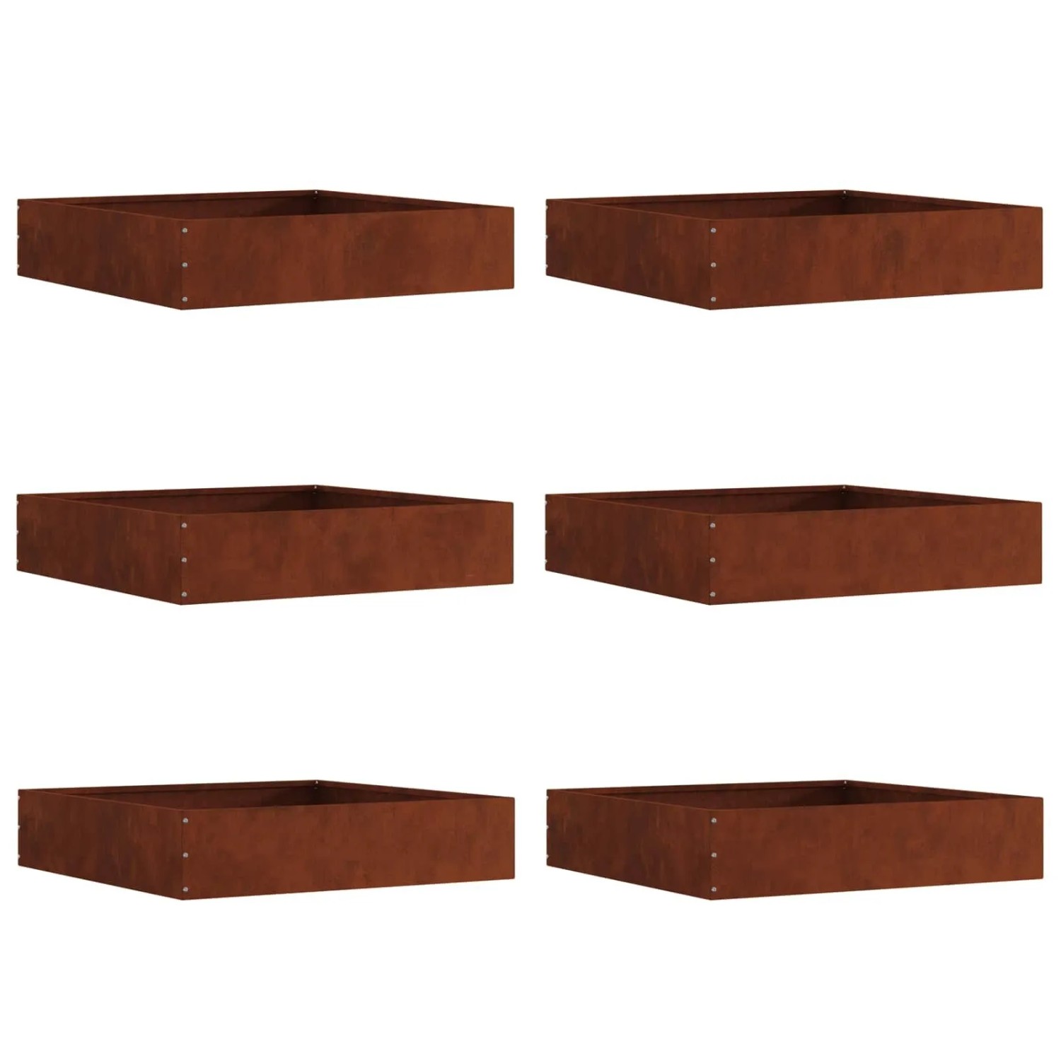 vidaXL Raseneinfassung 6 Stk Rostig 60 x 60 x 13 cm Wetterfeststahl 874743