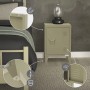 ML-Design Nachttisch in Olive aus Stahl im Industriedesign mit Tür und Lüftungsschlitzen.