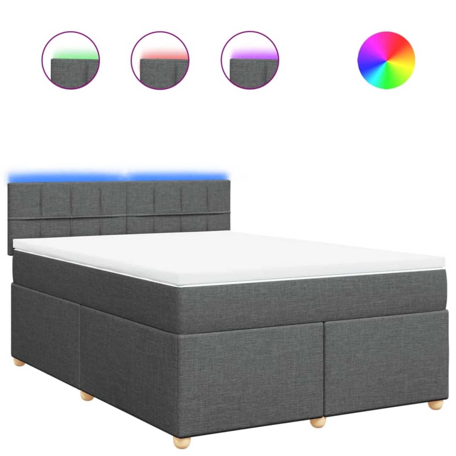 vidaXL Boxspringbett mit Matratze Dunkelgrau 140x200 cm Stoff 3289004 günstig online kaufen