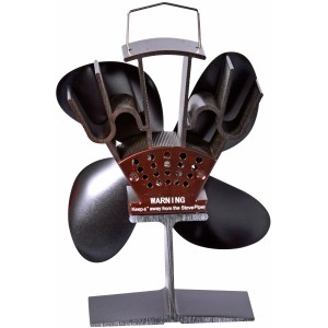 Schwarzer, stromloser Firefix Kaminofen-Ventilator für effiziente Wärmeverteilung.