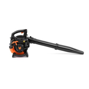 FUXTEC Benzin-Laubbläser FX-LB126ECO, schwarz-orange, mit langem Blasrohr. Effizient für Gartenpflege, 4,5 kg.