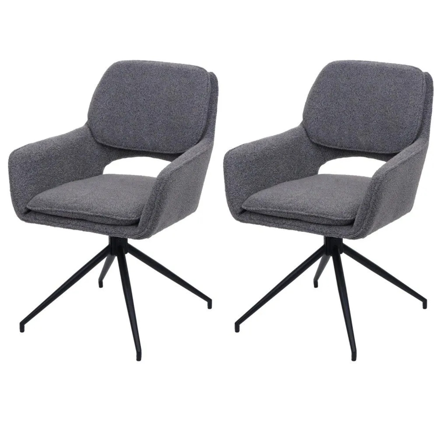MCW Esszimmerstuhl N74 2er-Set Stoff Boucle 540g/m² Grau