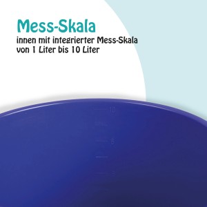 Detailaufnahme: Dunkelblauer ProHome Eimer (10L) mit Mess-Skala.
