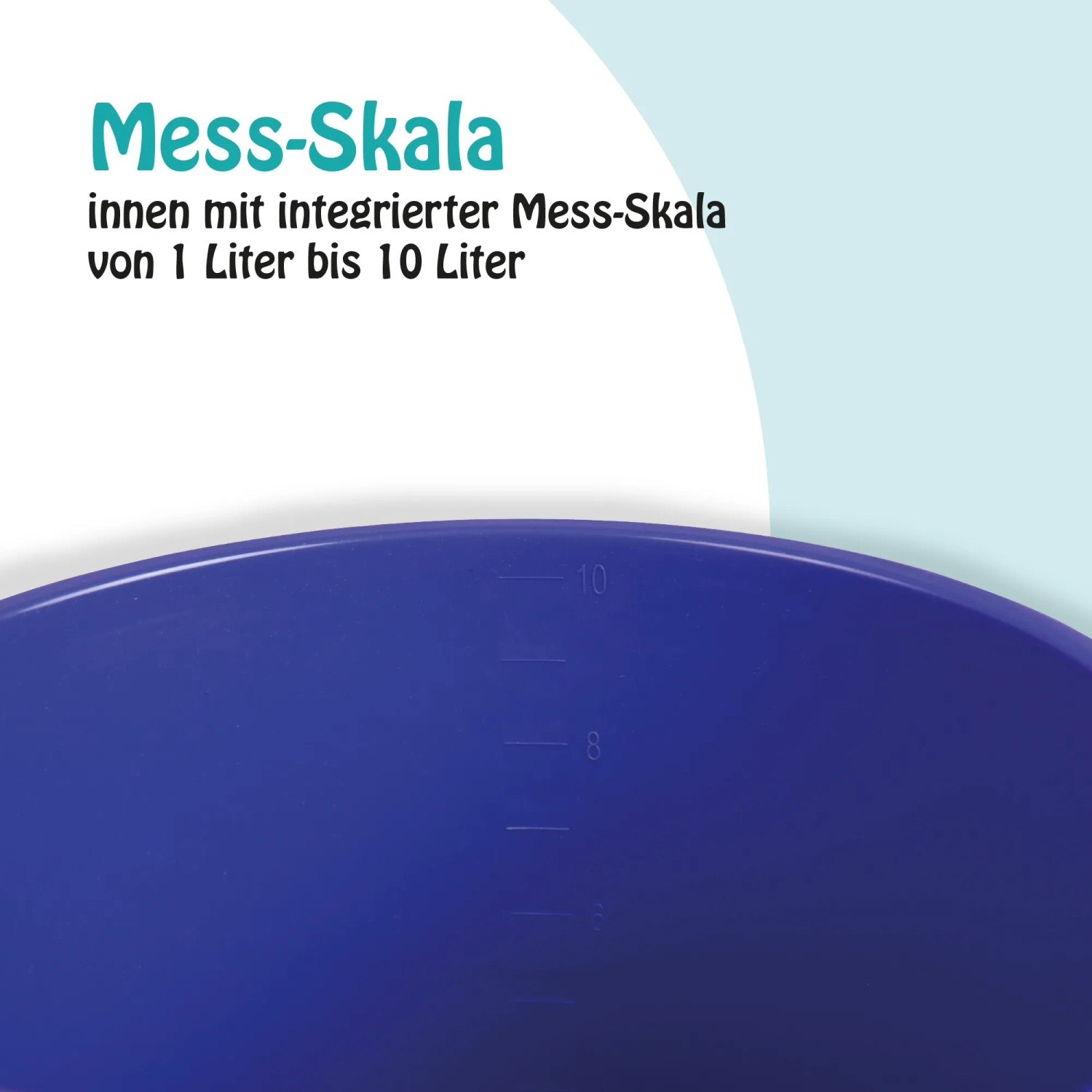 Detailaufnahme: Dunkelblauer ProHome Eimer (10L) mit Mess-Skala.