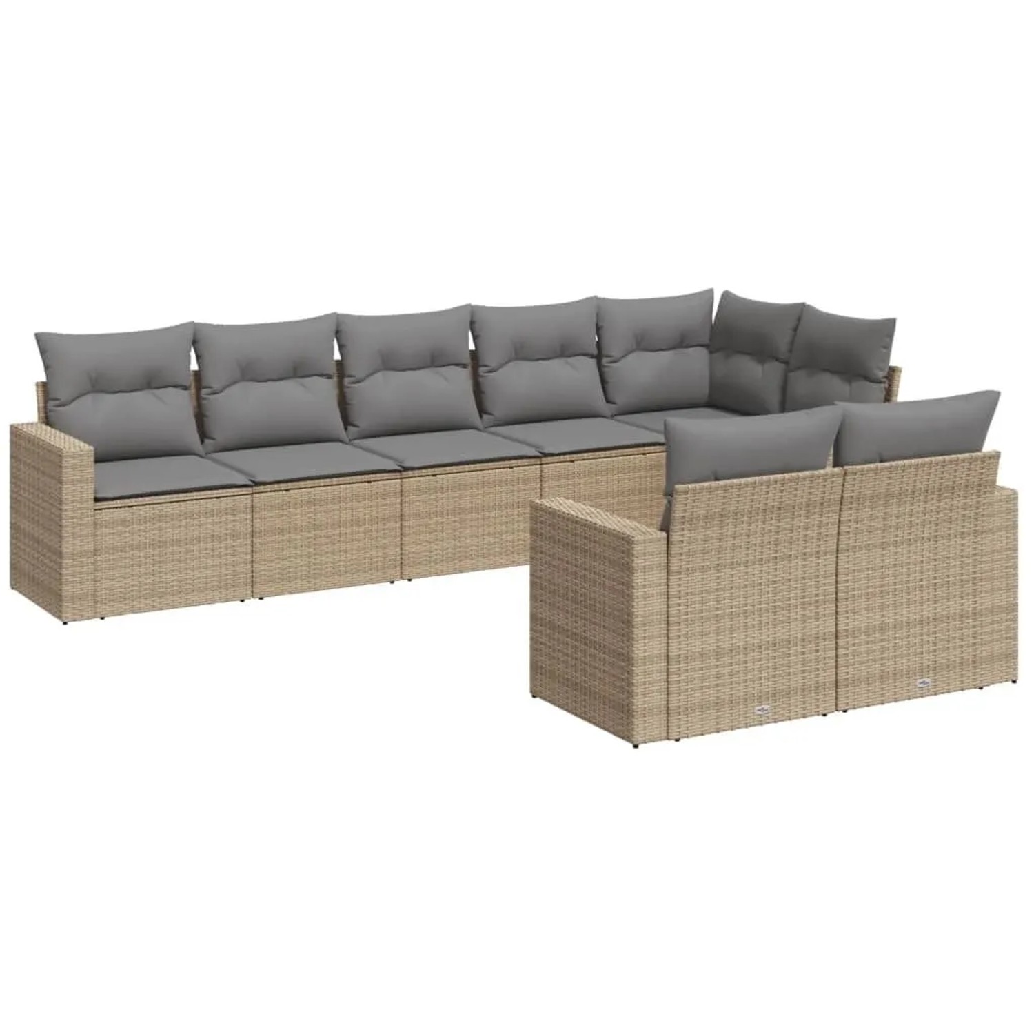 vidaXL 8-Tlg Garten-Sofagarnitur mit Kissen Beige Poly Rattan 3251556