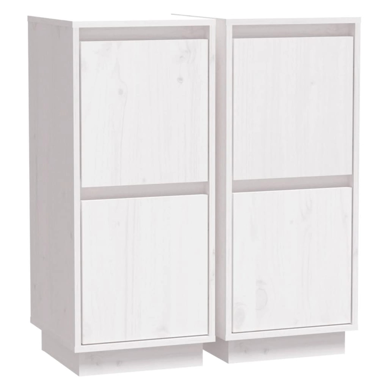 vidaXL Sideboards 2 Stk Weiß 31,5x34x75 cm Massivholz Kiefer 813383