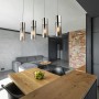 Moderne Globo Pendelleuchte Annika mit vier Rauchglas-Zylindern und Nickel matt Finish.