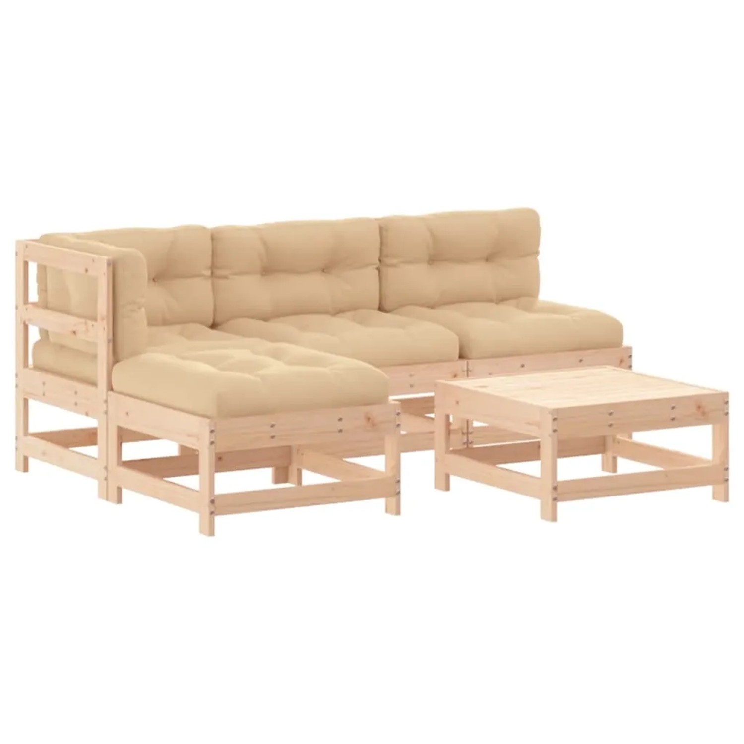 vidaXL 5-Tlg Garten-Lounge-Set mit Kissen Massivholz 3186046 günstig online kaufen