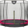 EXIT Silhouette Bodentrampolin D305cm mit Sicherheitsnetz, rosa Rahmen.