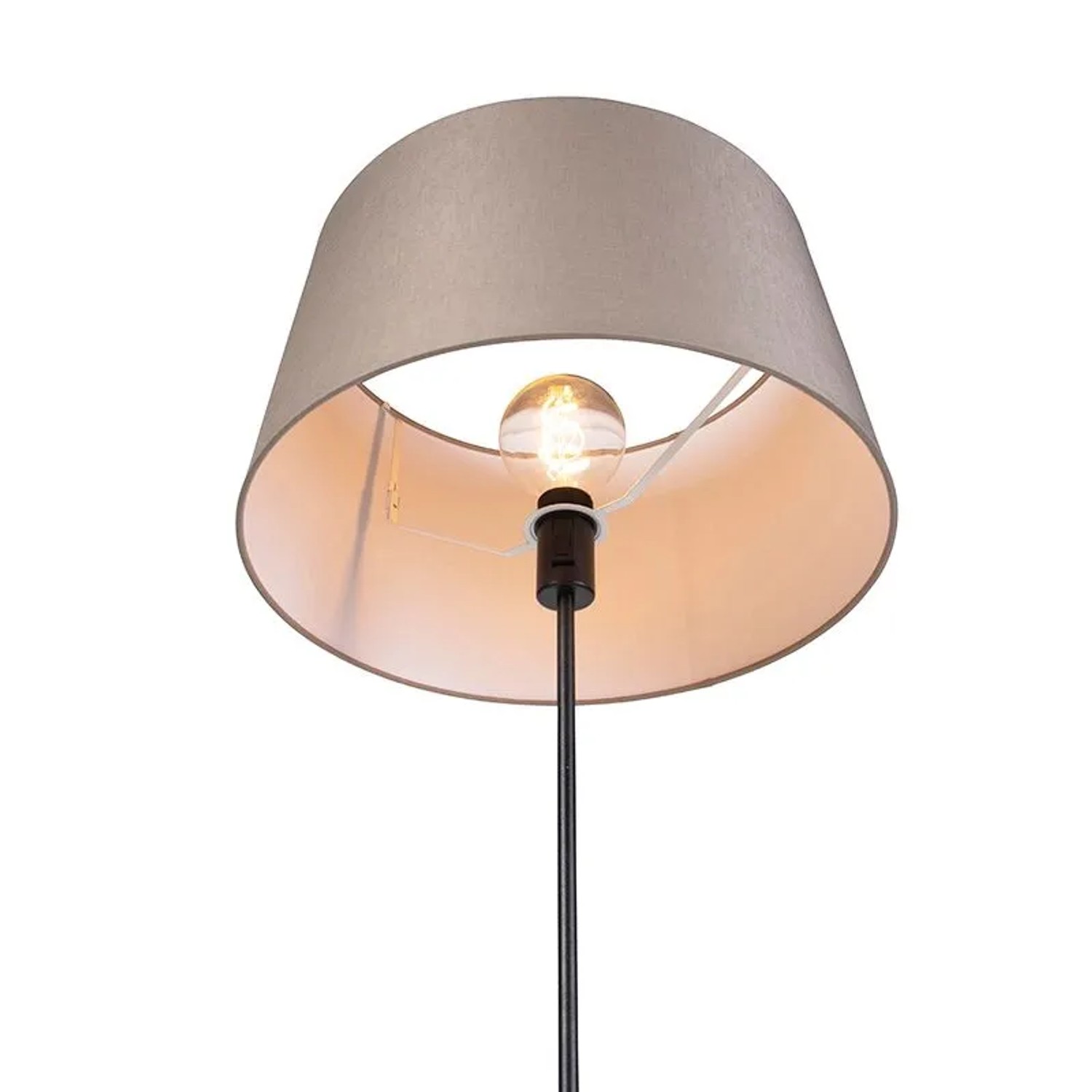 Schwarze Stehlampe mit taupefarbenem Leinenschirm (45cm), Modell Parte von QAZQA.