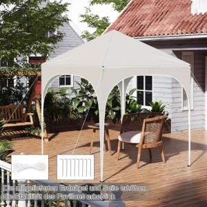 WOLTU Pavillon Faltpavillon 2x2 m Mit 4 Seitenwänden Höhenverstellbar Beige
