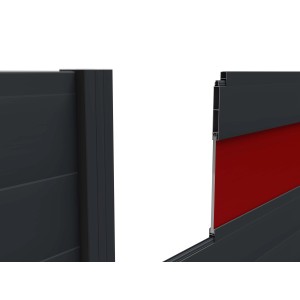 ZacAlu Zaunelement Alupanel in Anthrazit, Detailansicht des modularen Zaunsystems.