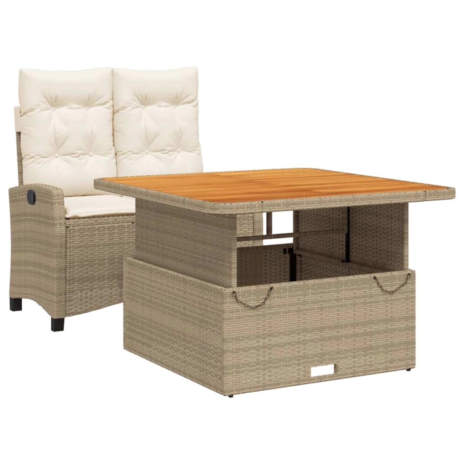 vidaXL 2-Tlg Garten-Essgruppe mit Kissen Beige Poly Rattan 3277415 günstig online kaufen