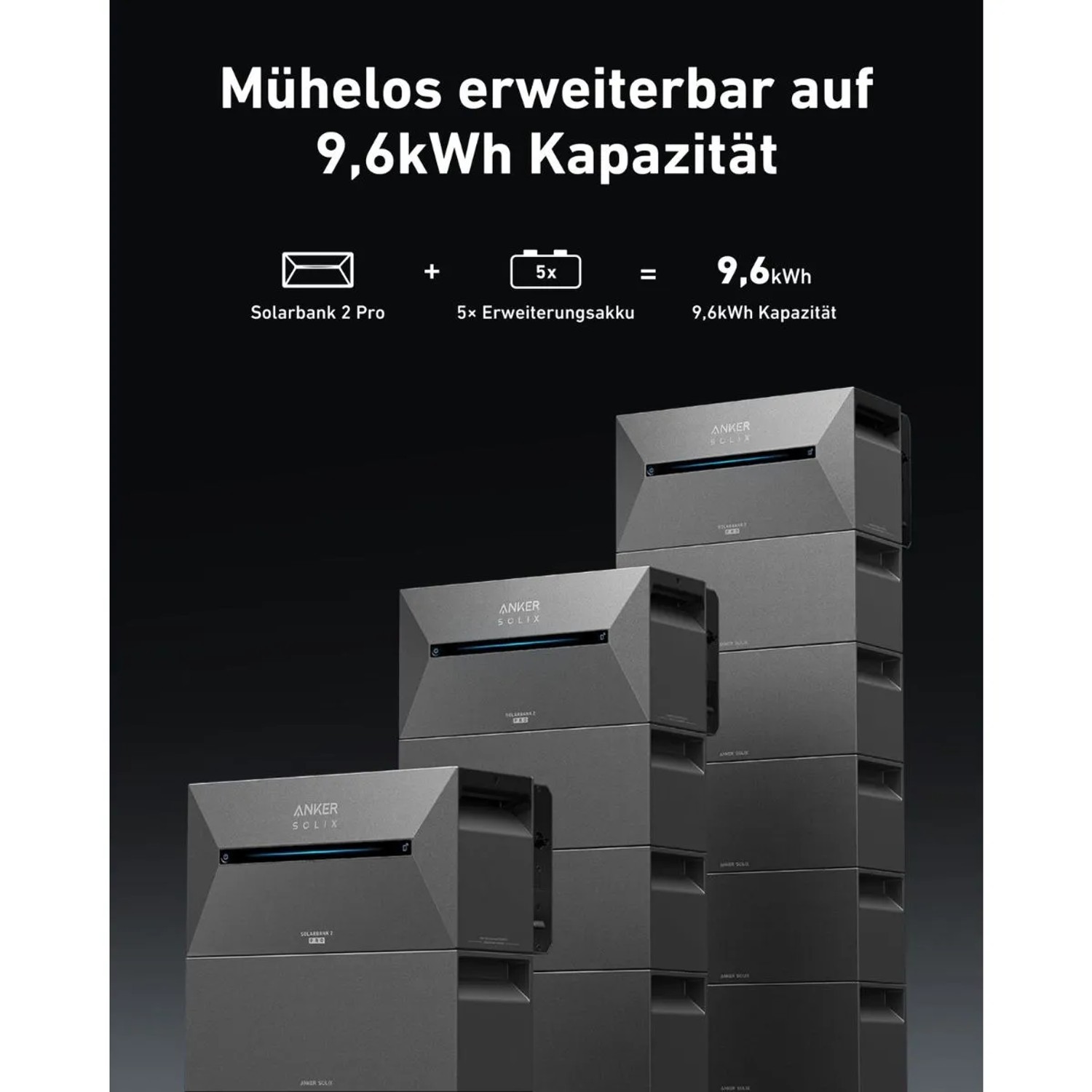 MyVoltaics Balkonkraftwerk Speichererweiterung auf 9,6 kWh mit Erweiterungsakkus.