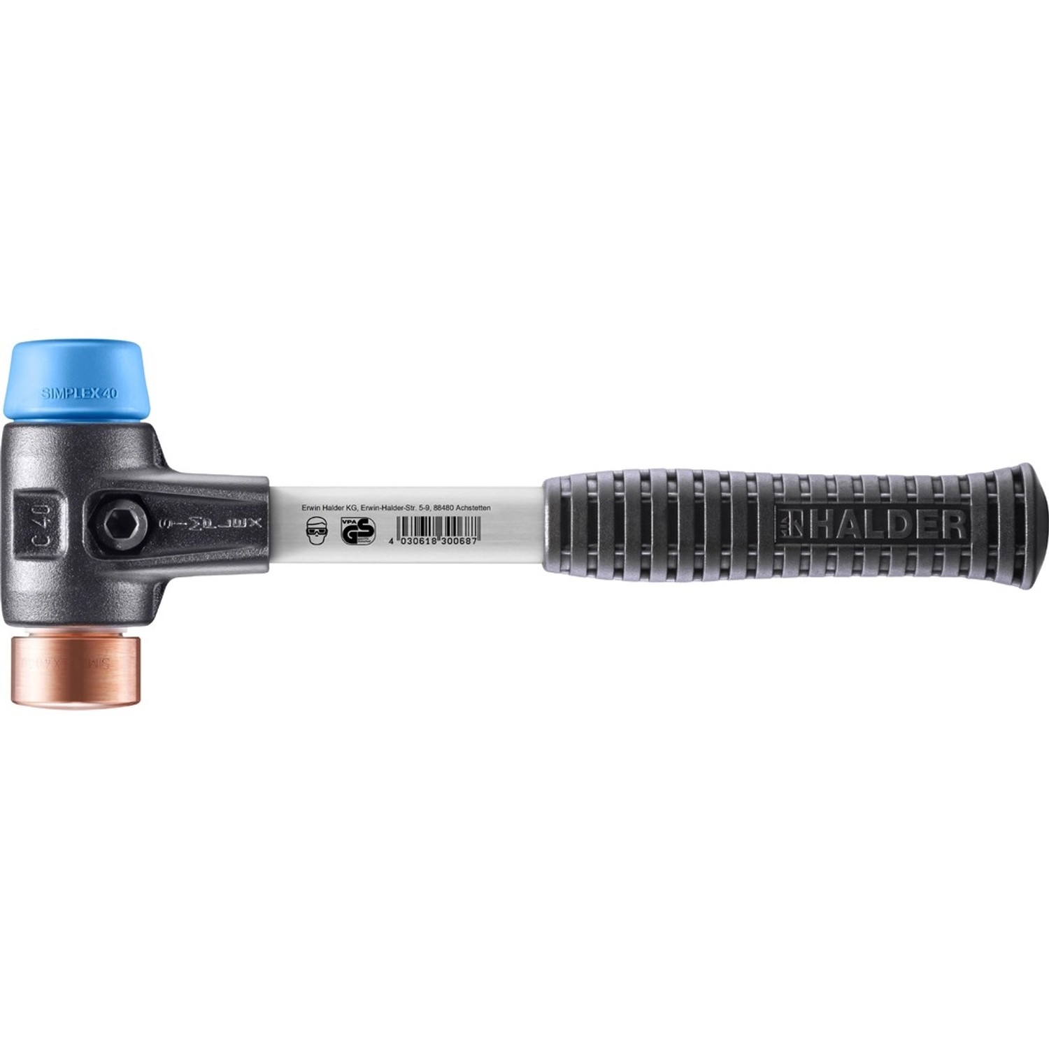 Halder Simplex Schonhammer Ø 40 mm TPE-soft Blau   Kupfer mit Verstärktem T günstig online kaufen