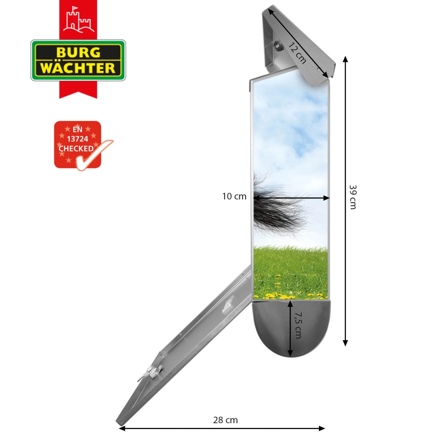 Banjado Edelstahl Briefkasten mit Pferde Motiv und Zeitungsfach, 38x39x12cm.