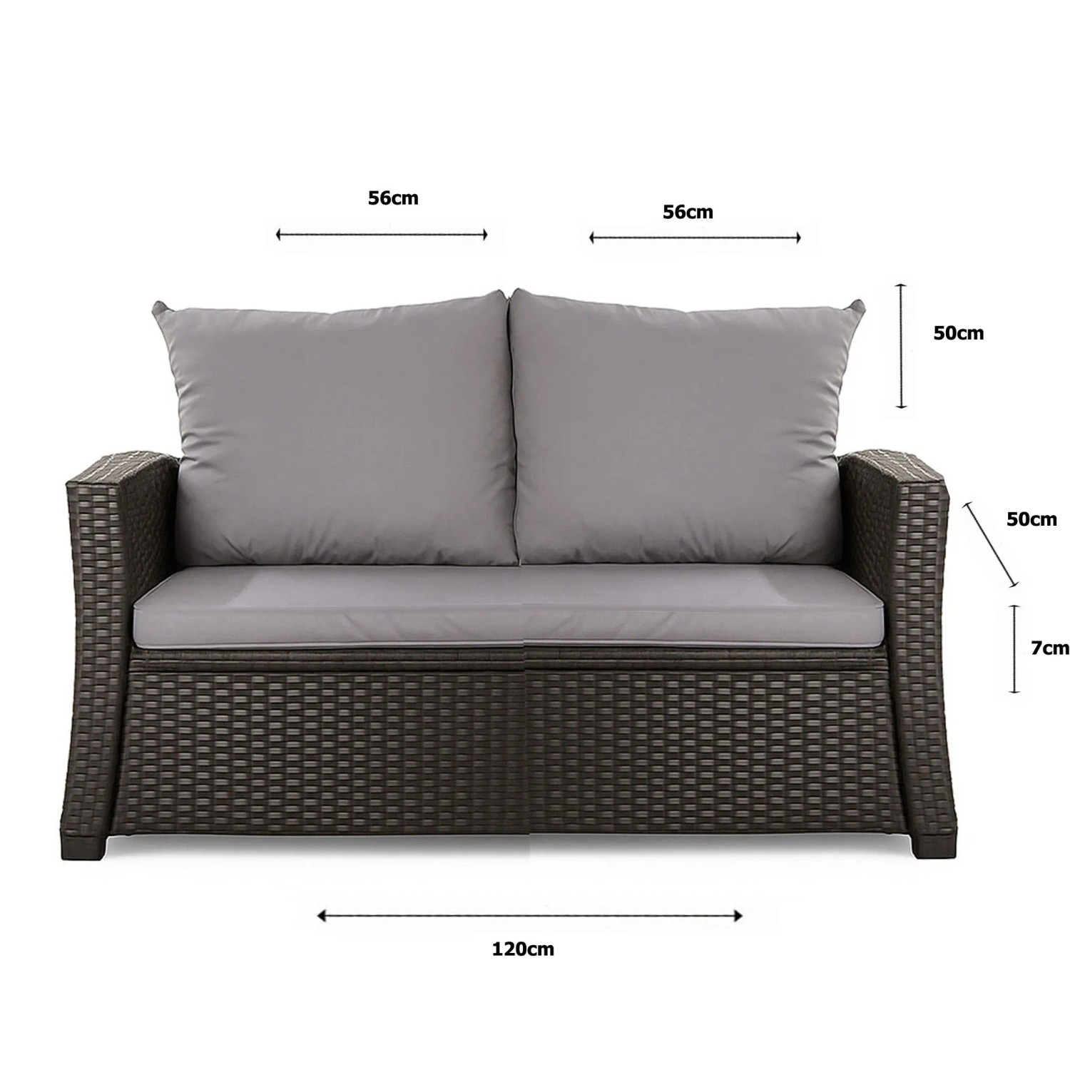 Setgarden Mix-Techno Gartenkissen Für Polyrattan Möbel 120×50×50 cm – Kissen Für 2 Sitzer Gartensofa 1tlg Grau_4