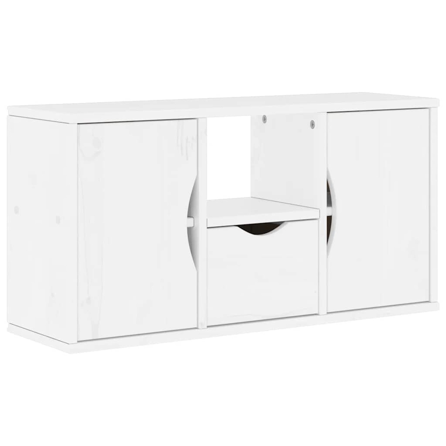 vidaXL TV-Schrank mit Schublade Weiß 79x24x40 cm Massivholz Kiefer 4103606
