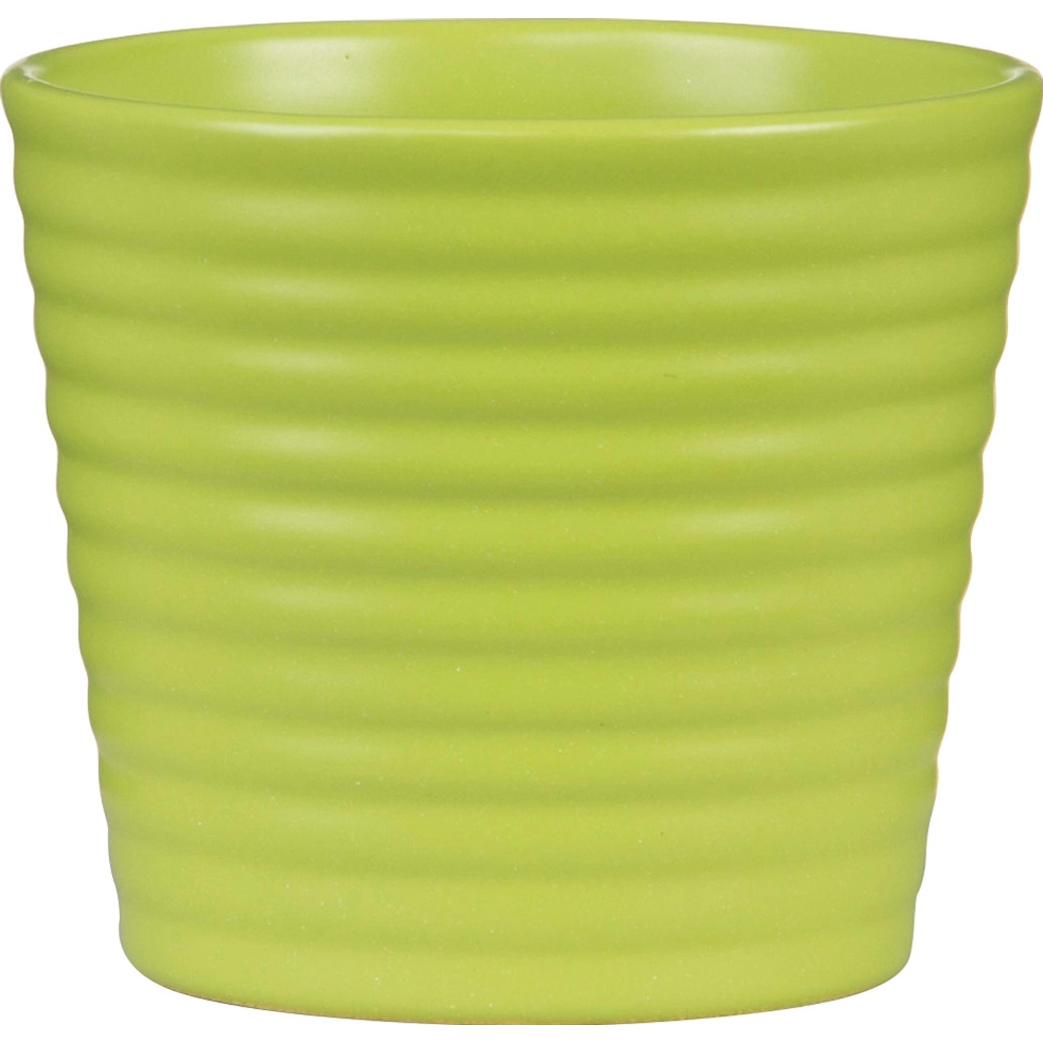 Scheurich Übertopf Expressive 937, Ø 9 cm, grün, gerippte Oberfläche.