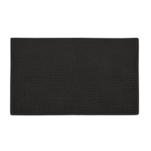 Schwarzer Beautissu BeauMare WR Badteppich 70x100cm mit weicher Chenille-Oberfläche, rutschfest.