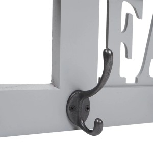 Detailaufnahme: Graublaue MCW Wandgarderobe C60 Family im Shabby-Look mit Doppelhaken.
