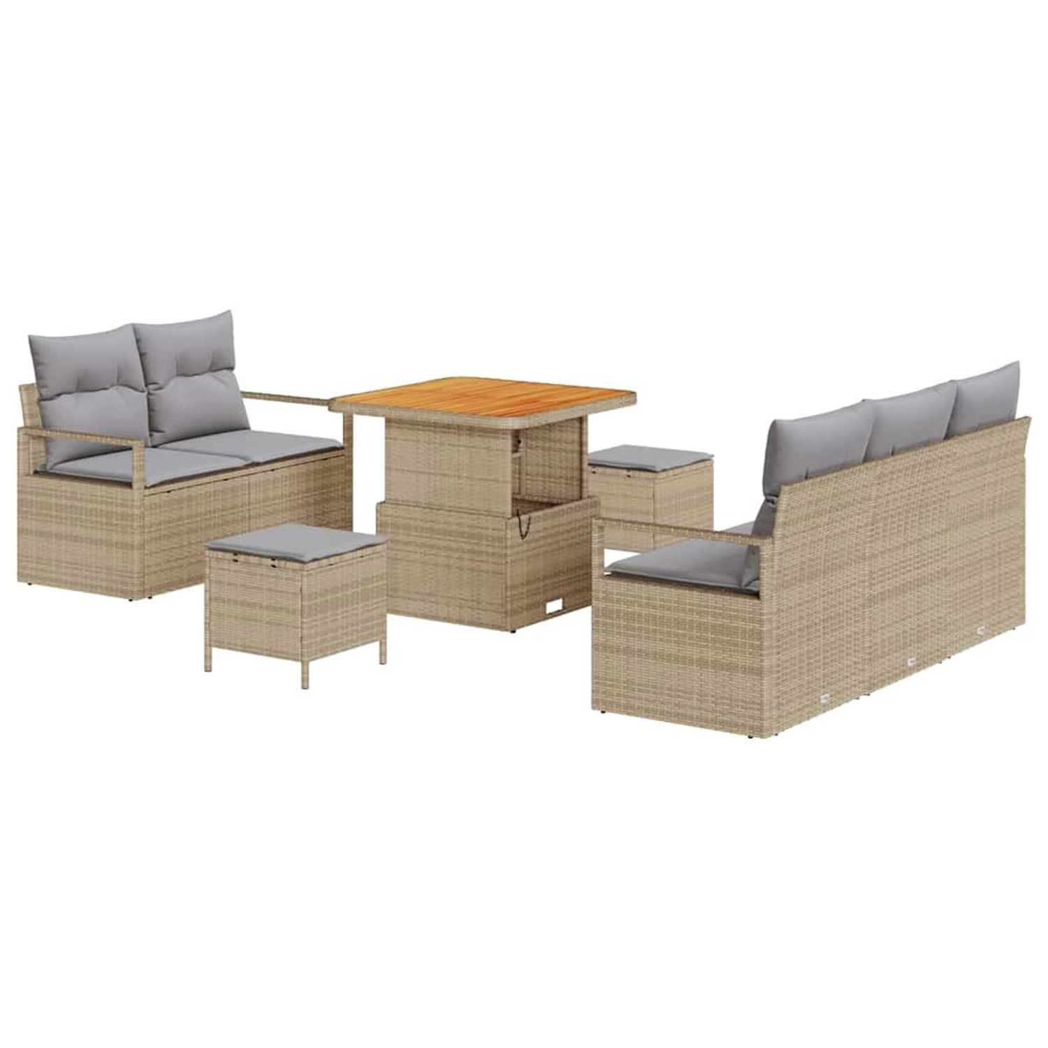vidaXL Garten-Sofa-Set mit Kissen 8-Tlg Beige Poly Rattan 3362467 günstig online kaufen