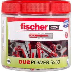 Fischer Dübel DuoPower 6x30 mm, 200 Stück im transparenten Behälter.