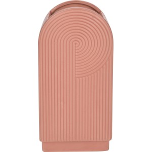 Moderne Terrakotta Vase Modern Antique mit Rillenmuster, 25,5 cm hoch.