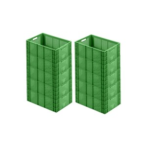 Zwei grüne PROREGAL Eurobehälter, Obst- und Gemüsekisten, gestapelt.