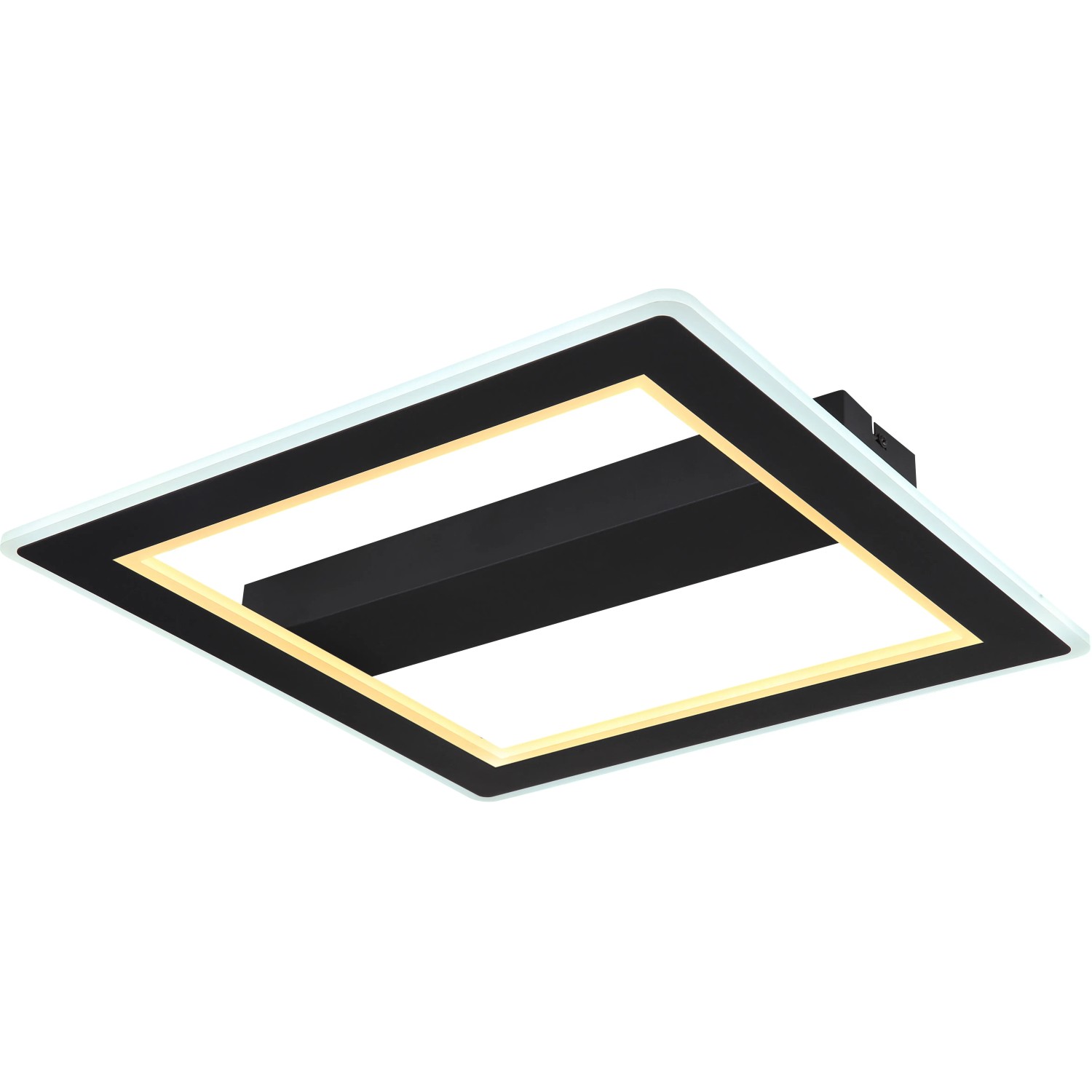 Moderne, schwarze LED-Deckenleuchte Mattia, quadratisch, 45x45 cm. Elegante Beleuchtung für Wohnräume.