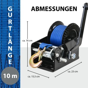 TRUTZHOLM Gurtwinde 1360 kg Gurtlänge 10m Gurtbreite 5cm mit Lasthaken Sperrhebel