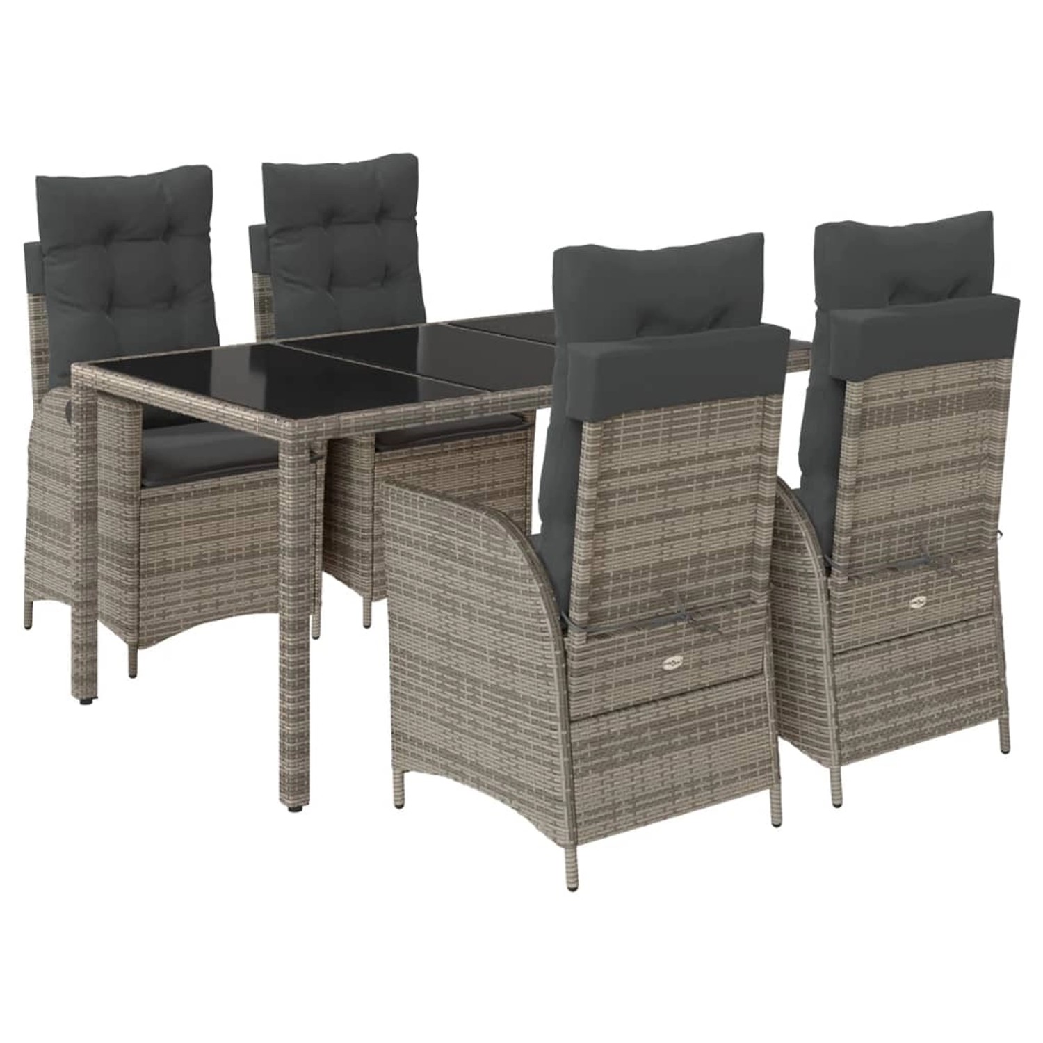 vidaXL 5-Tlg Garten-Essgruppe mit Kissen Grau Poly Rattan 3213079 günstig online kaufen