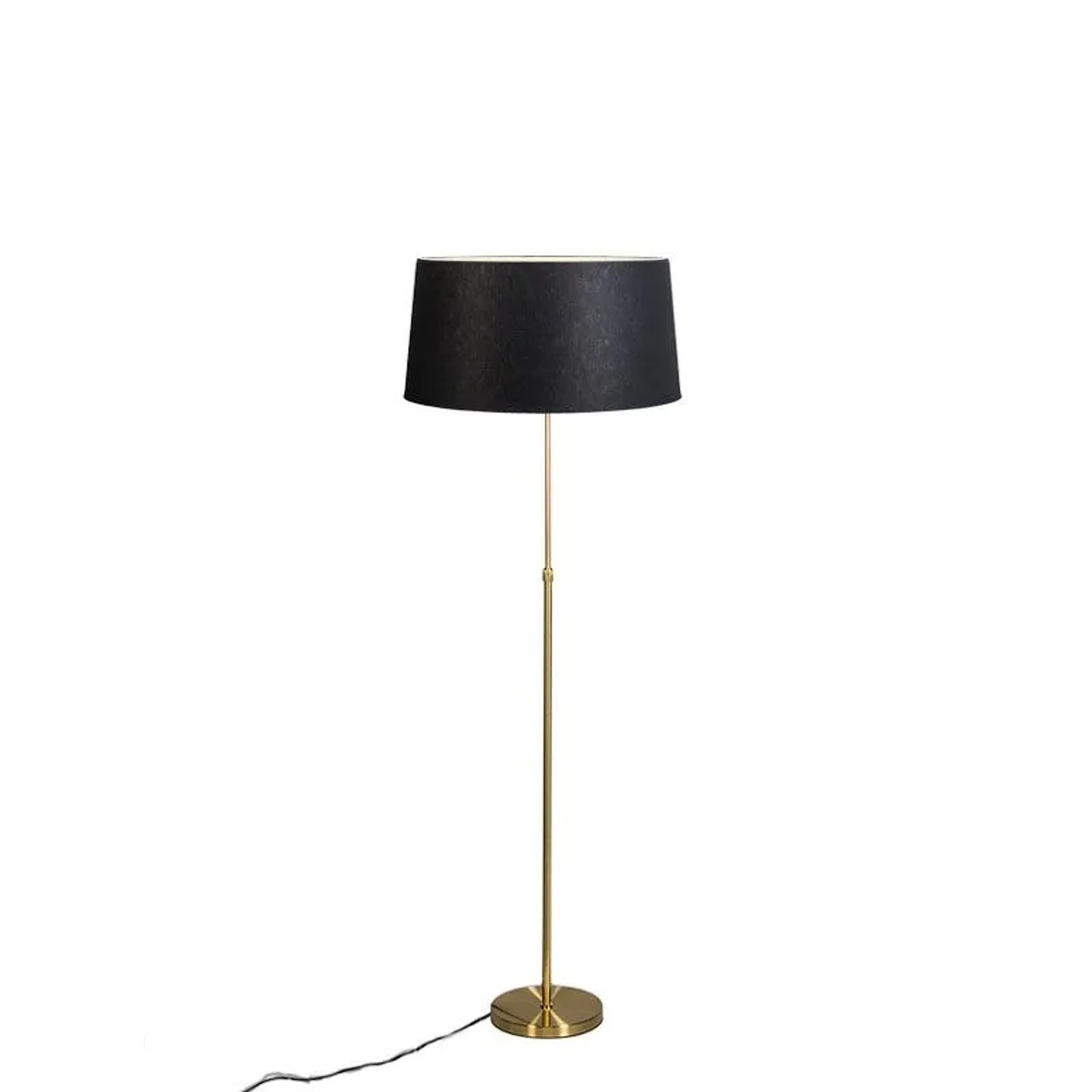 QAZQA Stehleuchte Gold   Messing mit Schirm Schwarz 45 cm Verstellbar Parte