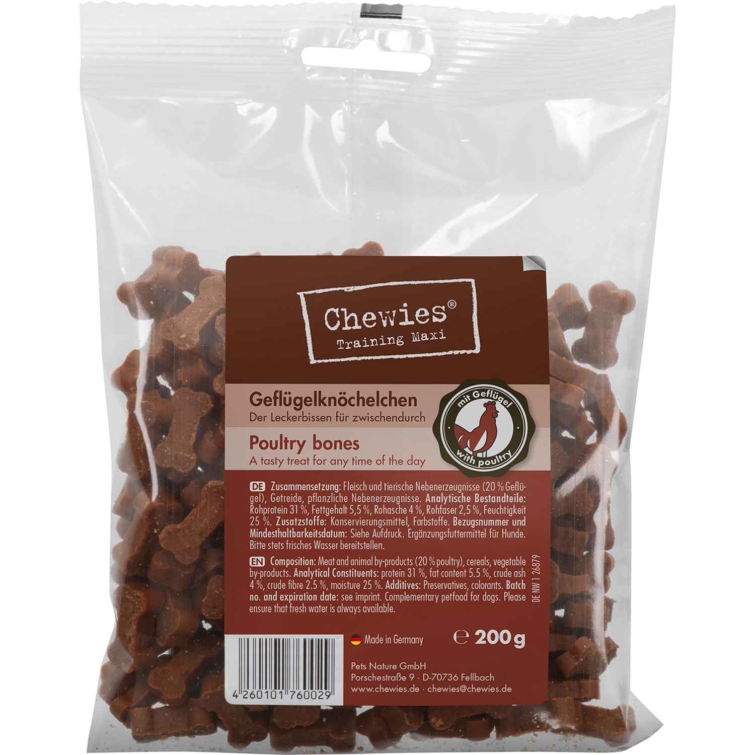 Chewies Geflügelknöchelchen Maxi für Hund 200 g