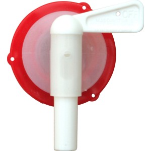 Ersatz-Auslaufhahn rot-weiß für Getränkefässer, Comfort, rechteckig.