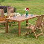 Braunes 5-teiliges Gartenmöbel-Set Paraiba mit Tisch (185x90cm) und 4 Sesseln aus Akazienholz.